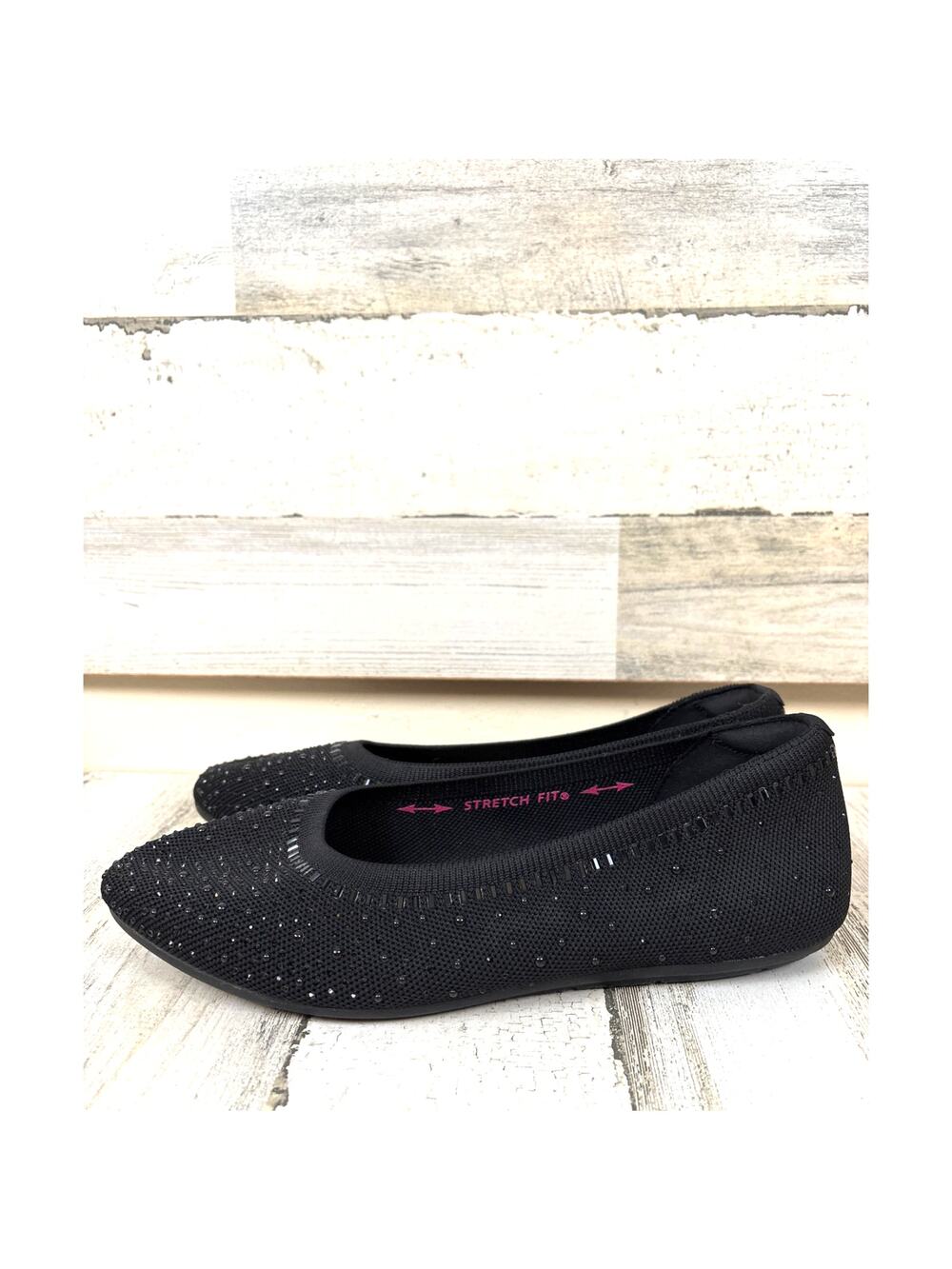 Skechers Womens 10 Black Cleo 2.0 Stretch Fit Ballet Flats Comfort Casual NEW